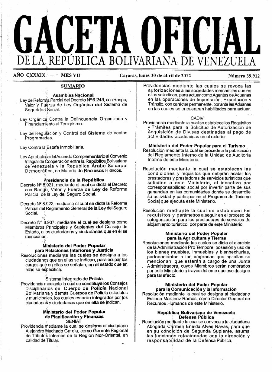 Vista previa — Ley Orgánica Contra la Delincuencia Organizada y Financiamiento al Terrorismo